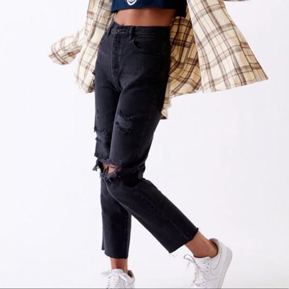 PacSun Denim - Pacsun Black Distressed High Rise Straight Leg Jean